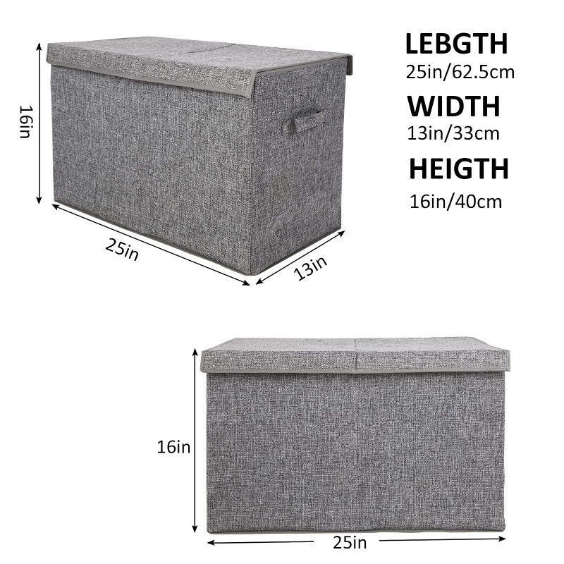 popoly Large Toy Box Chest with Lid, Collapsible Sturdy Toy Storage Organizer Boxes Bins Baskets for Kids, Boys, Girls, Nursery, Playroom, 25"x13" x16" (Linen Gray) - Image 4
